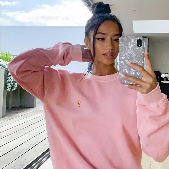 Topshop Petite pizza sweatshirt in pink S - Picture 3 of 5